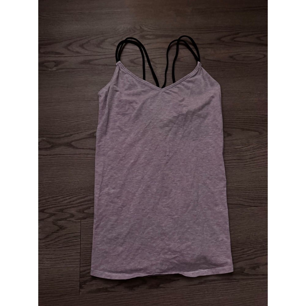 Lululemon Wild Tank Top Heathered Purple Black Strappy Back Yoga Gym Womens 8
